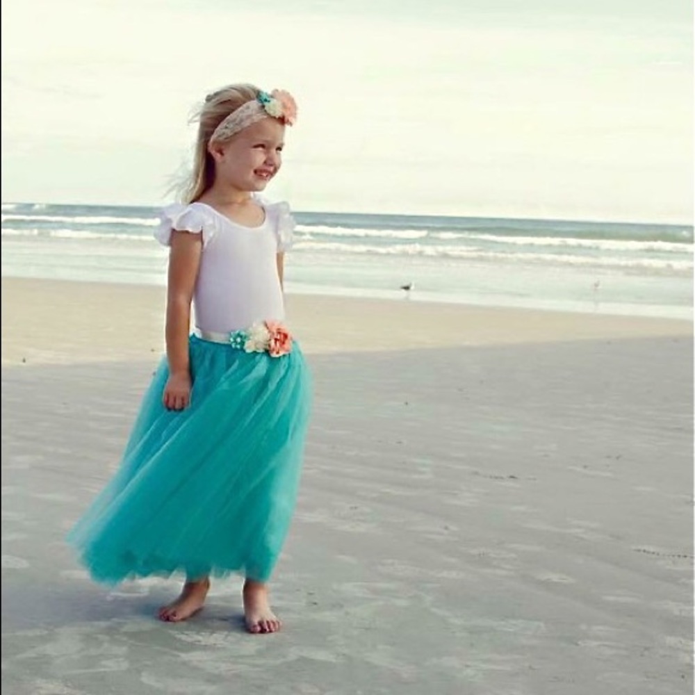 Girls Aqua Turquoise teal tulle skirt tutu lined